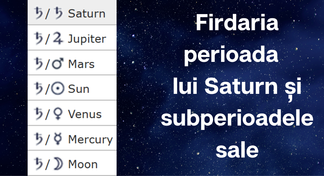 Firdaria perioada lui Saturn și sub perioadele sale